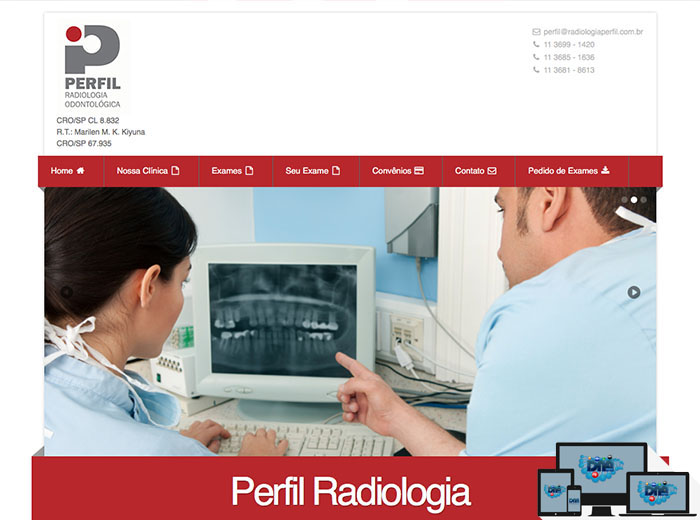 Layout desenvolvido para o webSite Radiologia Perfil